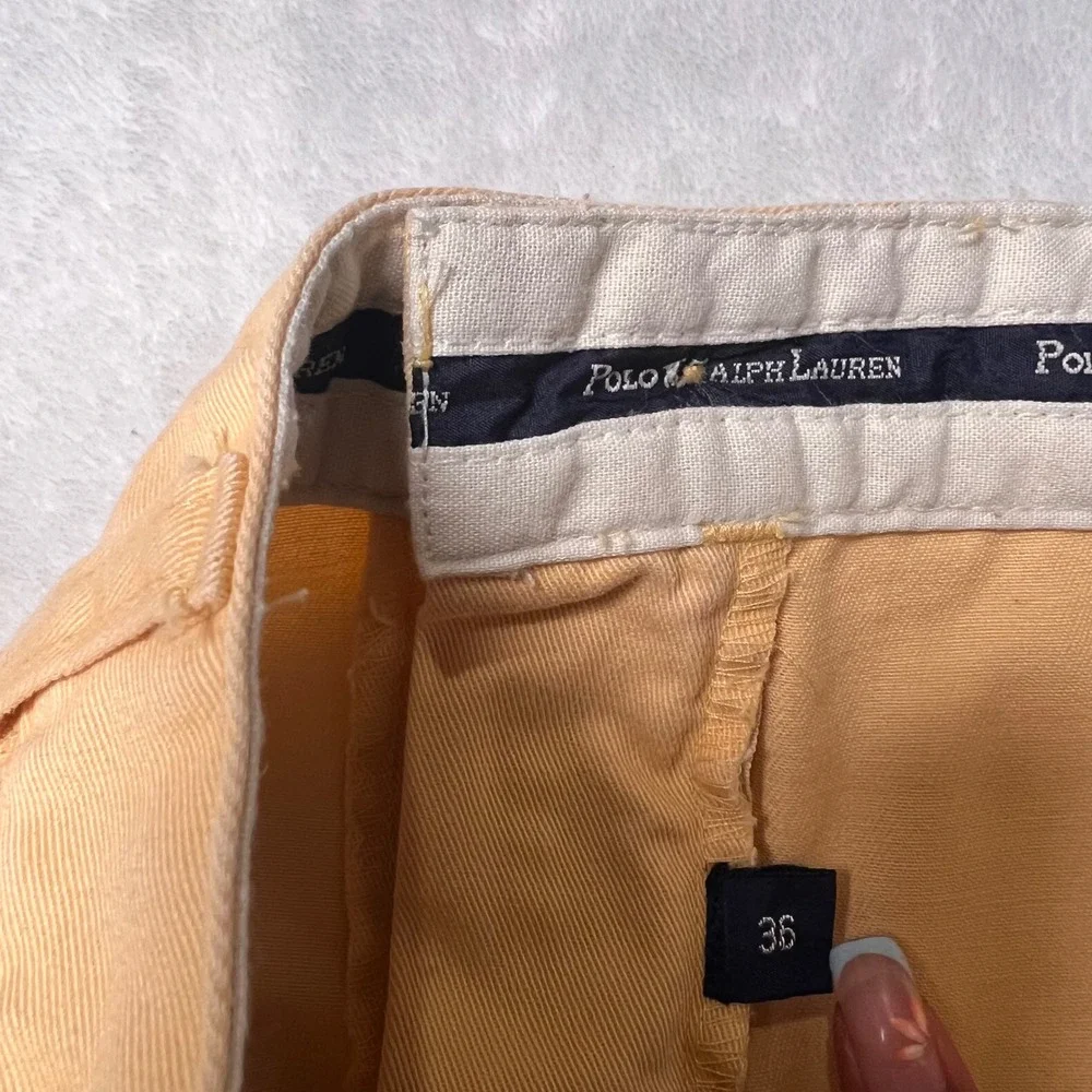 Polo Ralph Lauren Polo Chino Shorts Pleated Cotton Mens 34* Yellow Solid Preppy